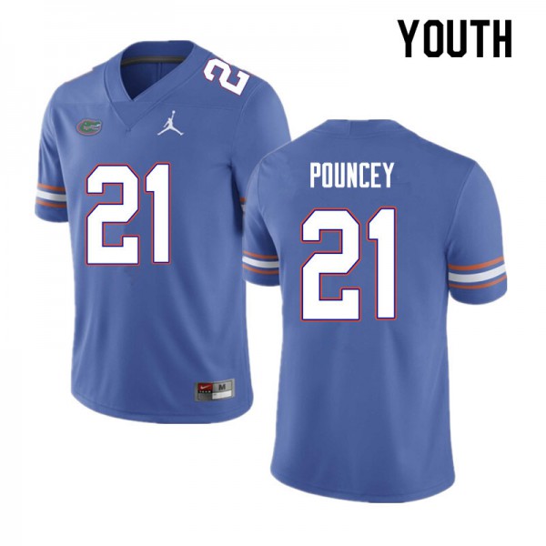 Youth #21 Ethan Pouncey Florida Gators College Football Jersey Blue